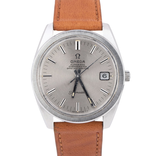 1967 VINTAGE Omega Seamaster 36mm Silver Dial 168.022 Automatic Strap Date Watch