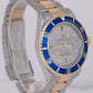 MINT 1999 Rolex Submariner SERTI SLATE DIAMOND Blue Two-Tone 18K Watch 16613