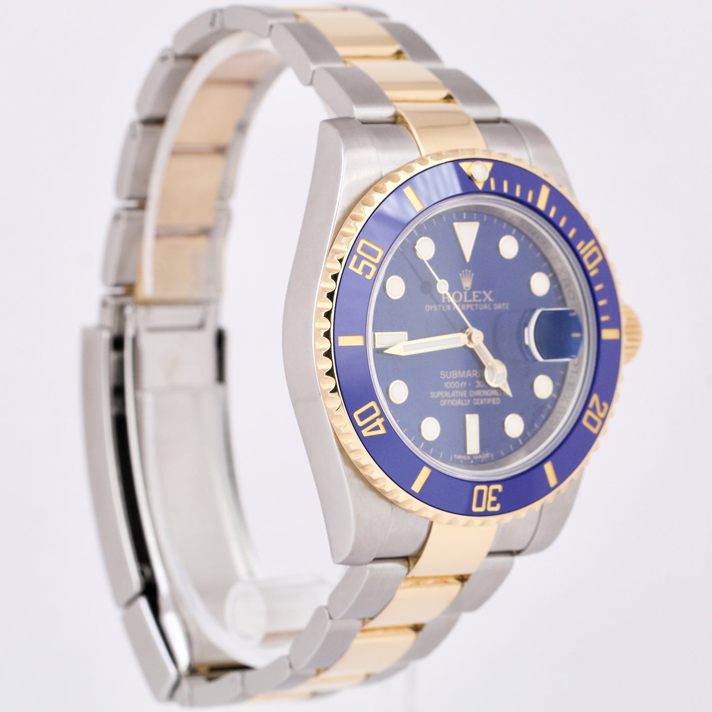 2019 Rolex Submariner Date BLUE Two-Tone 18K Gold Ceramic PAPERS 116613 LB B+P