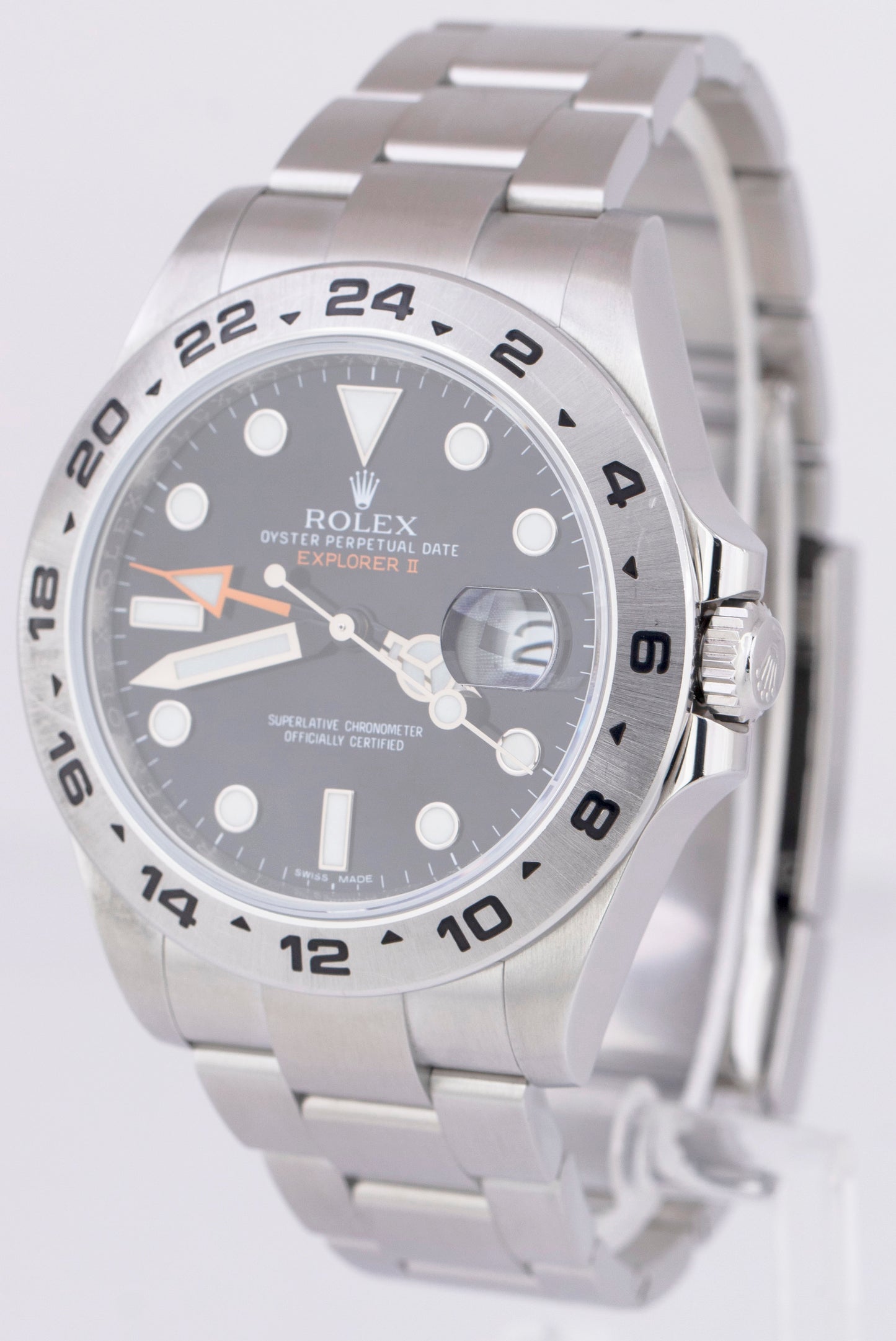 Rolex Explorer II Black Dial PAPERS 216570 42mm Steel Orange GMT Date Watch B+P