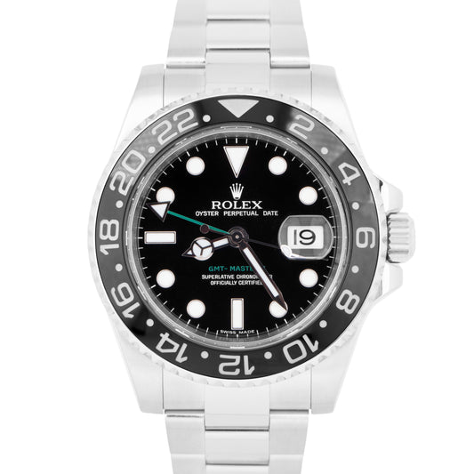 MINT Rolex GMT-Master II PAPERS 40mm Black Steel Date Watch 116710 LN RSC B+P