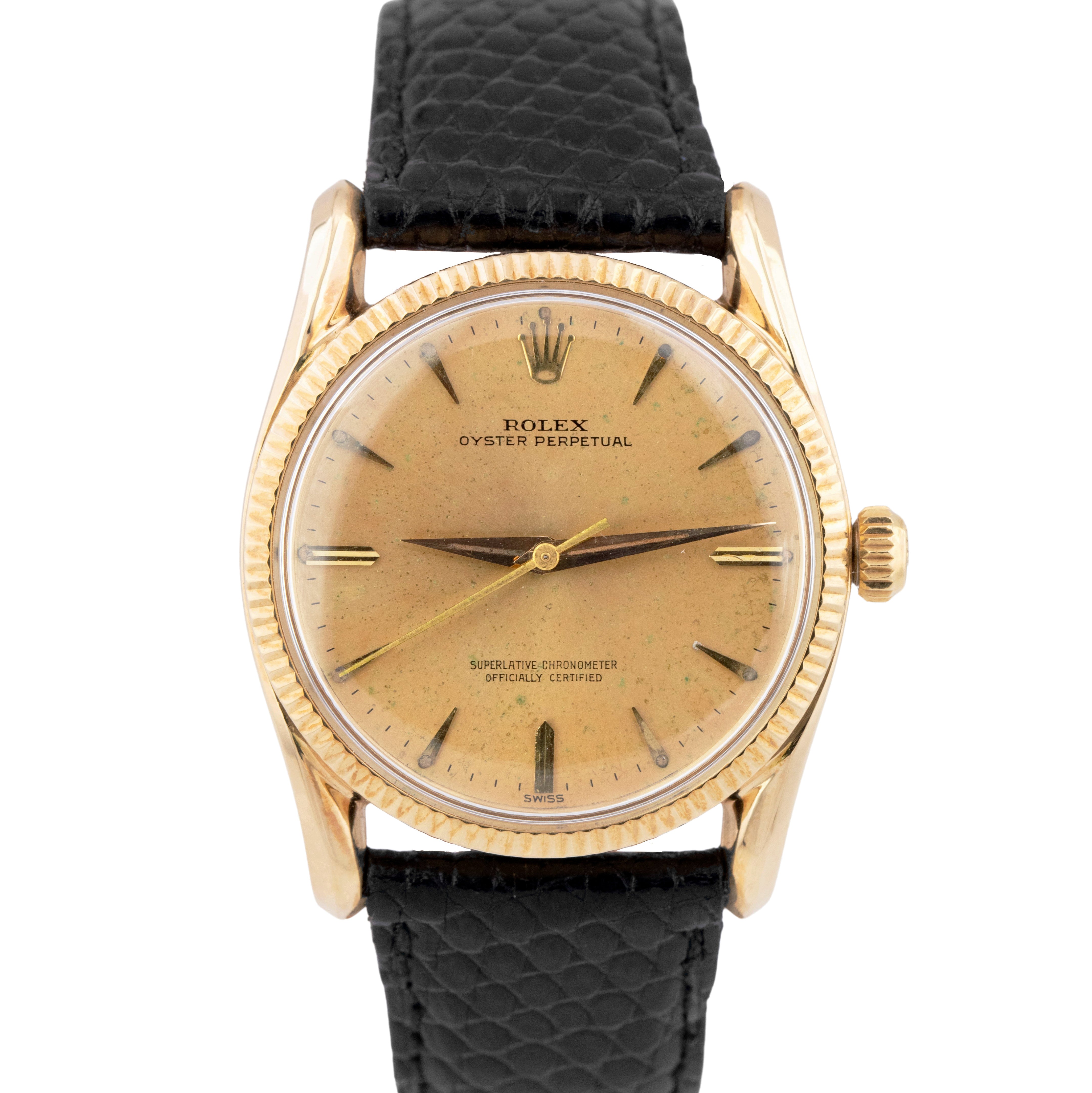 1952 Rolex Oyster Perpetual Bombay 14K Gold Champagne Automatic