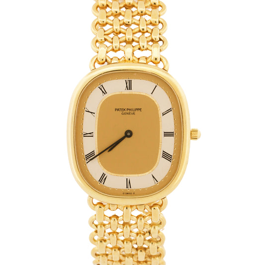 VINTAGE Patek Philippe Ellipse CHAMPAGNE 18K Yellow Gold 31mm Automatic 3738