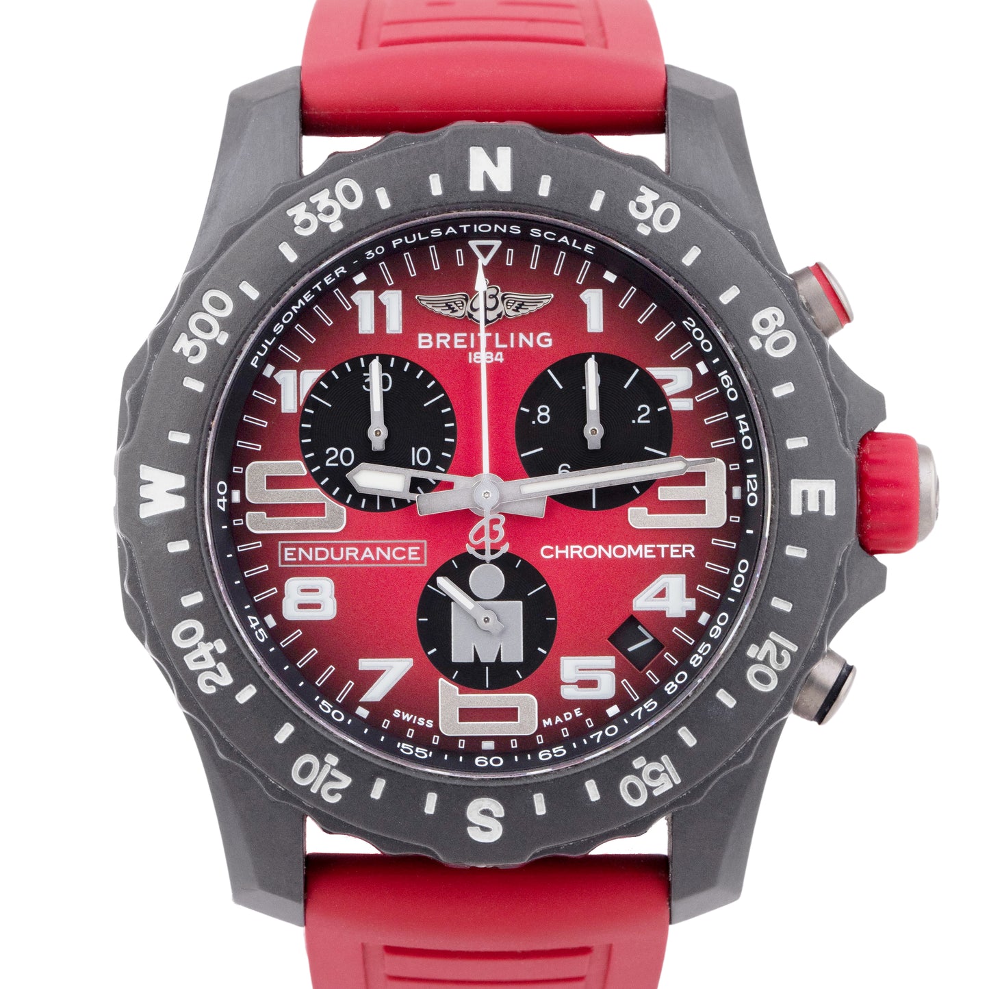 MINT Breitling Endurance Pro Ironman PAPERS Breitlight X82310 RED 44mm Watch B+P