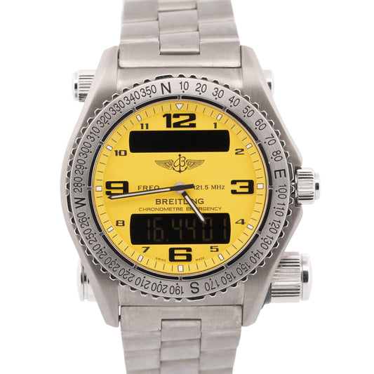 2025 SERVICE Breitling Emergency Chronograph YELLOW Titanium 43mm E76321 BOX