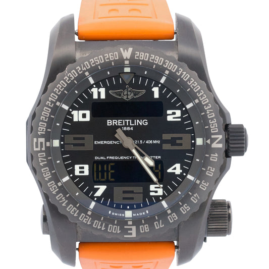 2018 PAPERS Breitling Emergency Professional TITANIUM Black 51mm V76325 BOX