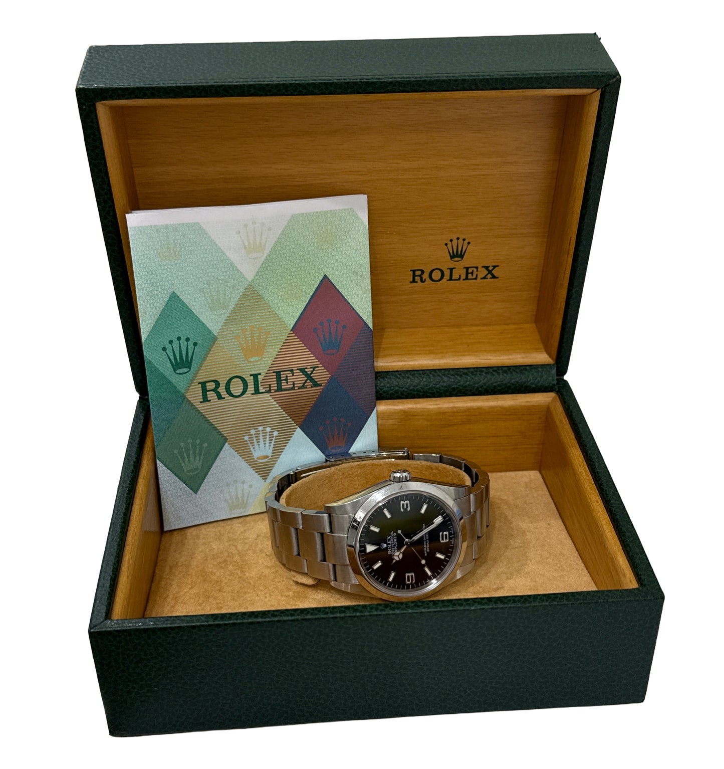 UNPOLISHED PAPERS Rolex Explorer I Black 36mm 3-6-9 Stainless MK2 114270 BOX