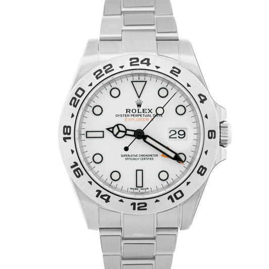 2020 PAPERS Rolex Explorer II 42mm 216570 POLAR WHITE Orange Steel GMT Watch BOX