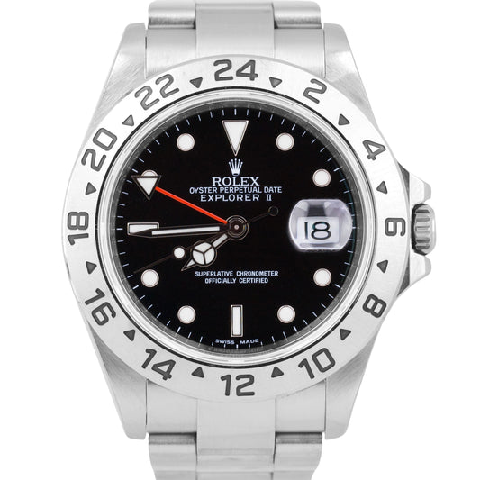 UNPOLISHED Rolex Explorer II Black REHAUT 40mm 3186 Stainless Steel 16570 Watch