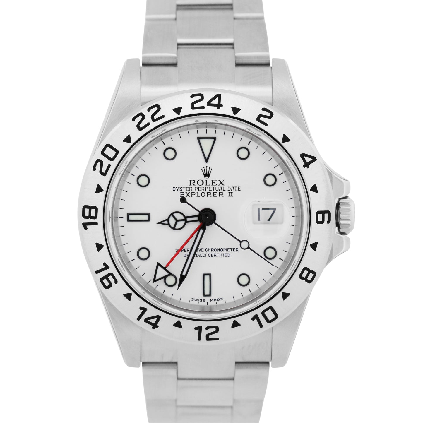 NOS SEALED UNWORN Rolex Explorer II 16570 40mm POLAR WHITE NO-HOLES Watch CARD