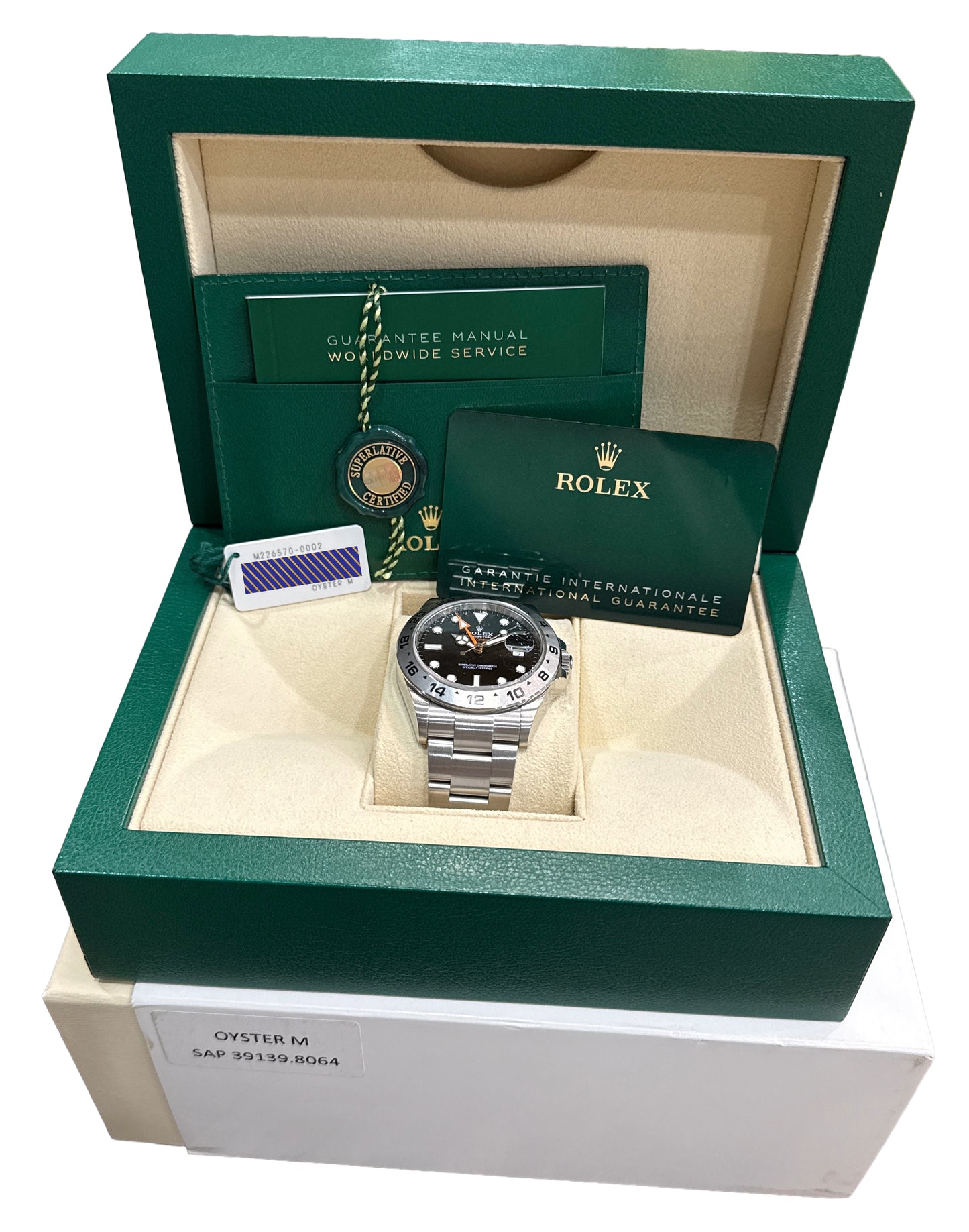 2021 PAPERS Rolex Explorer II 42mm BLACK Stainless Steel GMT 226570 Watch BOX