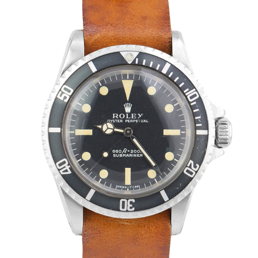 UNPOLISHED VINTAGE 1970 Rolex Submariner VIVID YELLOW PATINA Black  Watch 5513