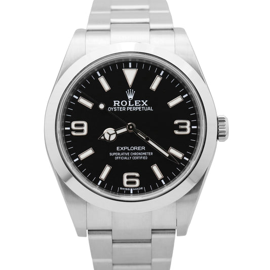 MINT Rolex Explorer I Black 39mm MK2 FULL LUME Stainless Steel Watch 214270