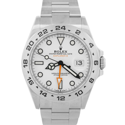 2022 PAPERS Rolex Explorer II 42mm POLAR WHITE Date GMT Steel 226570 Watch BOX