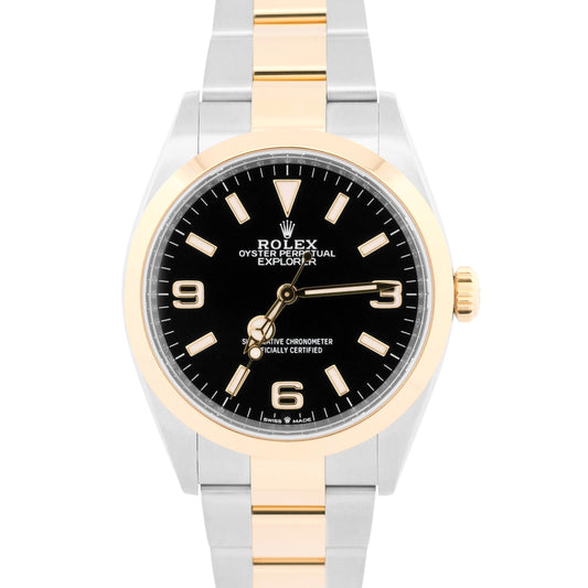2021 Rolex Explorer I 124273 Black Two-Tone 18K Gold Steel 36mm Watch Box Papers