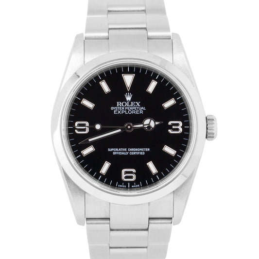 UNPOLISHED Rolex Explorer I Black 36mm 3-6-9 Stainless Steel Oyster Watch 114270