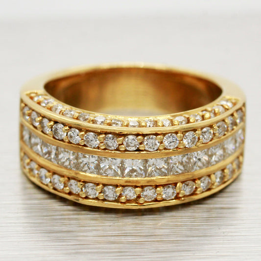 Sonia Bitton 1.50ctw Diamond Trio Row Half Eternity Ring - 18k Yellow Gold Band