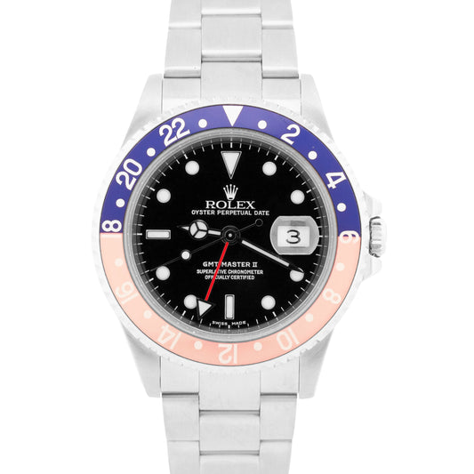 2003 PAPERS Rolex GMT-Master II FADED PEPSI Red Blue Steel OYSTER 16710 BOX