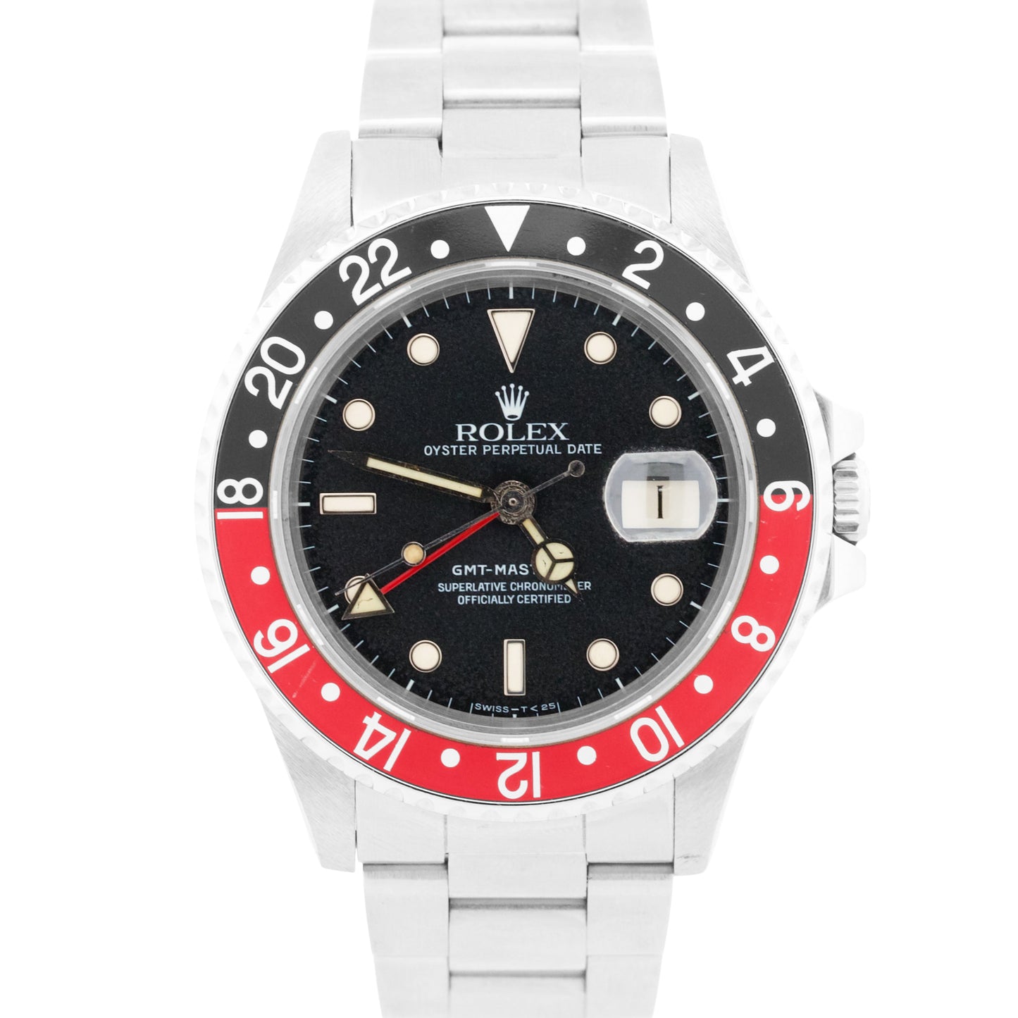 1987 Rolex GMT-Master II 40mm FAT LADY Red Black COKE Stainless Steel 16760