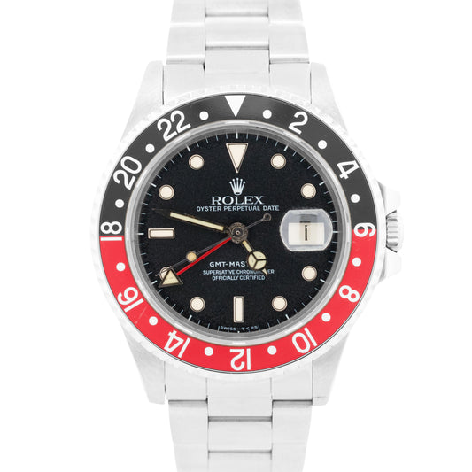 1987 Rolex GMT-Master II 40mm FAT LADY Red Black COKE Stainless Steel 16760