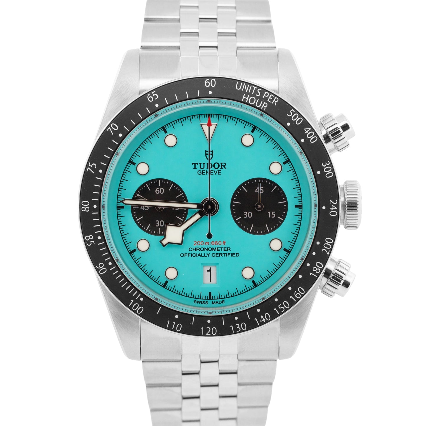 NEW APRIL 2026 PAPERS Tudor Black Bay Chrono 41mm FLAMINGO BLUE JUBILEE 79360 N