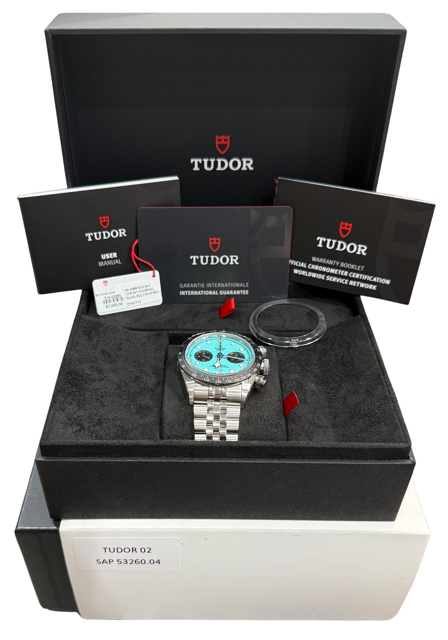 STICKERED NEW 2026 PAPERS Tudor Black Bay Chrono 41mm FLAMINGO BLUE 79360 N BOX