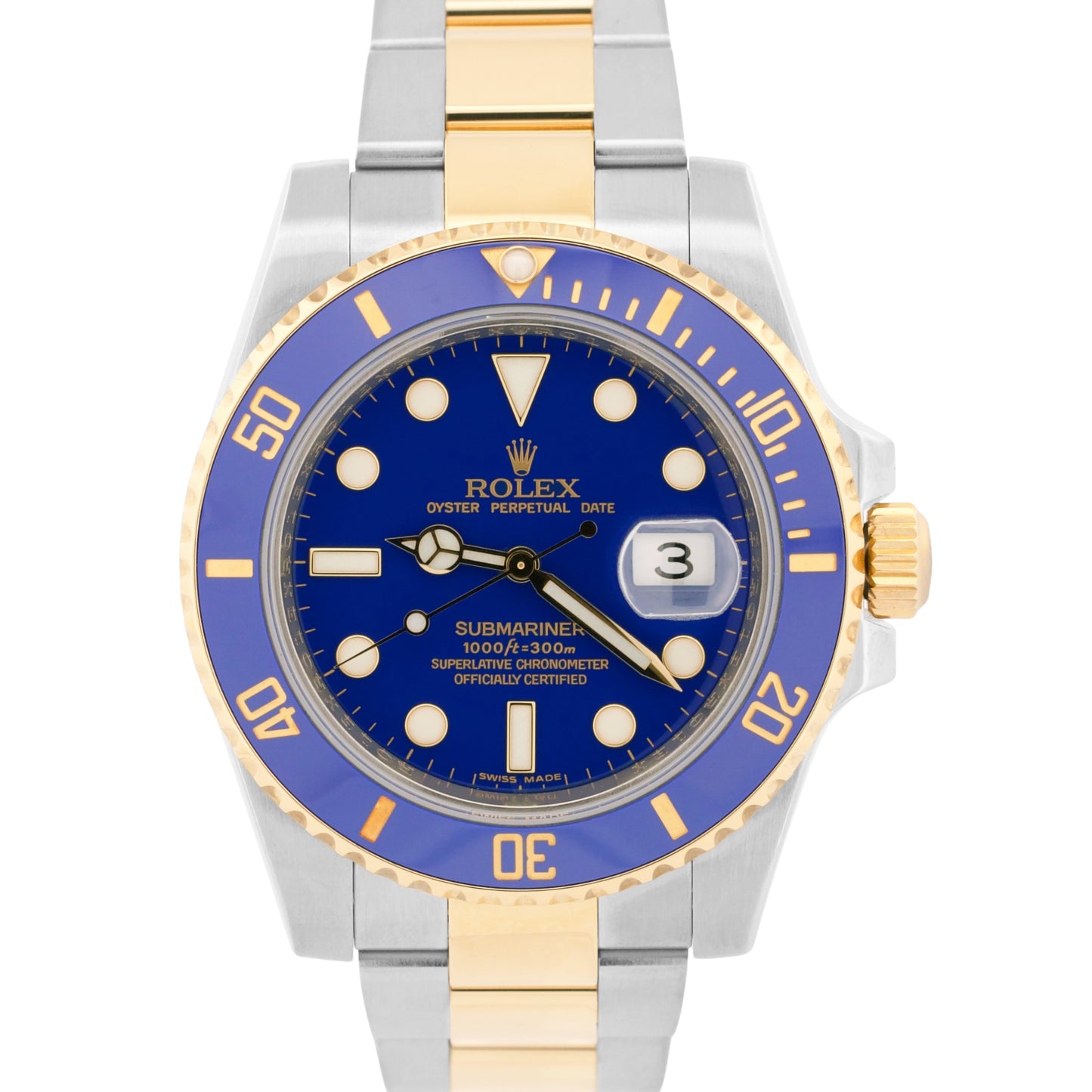 2012 PAPERS Rolex Submariner Date FLAT BLUE 18K Gold Ceramic 40mm 116613 LB BOX