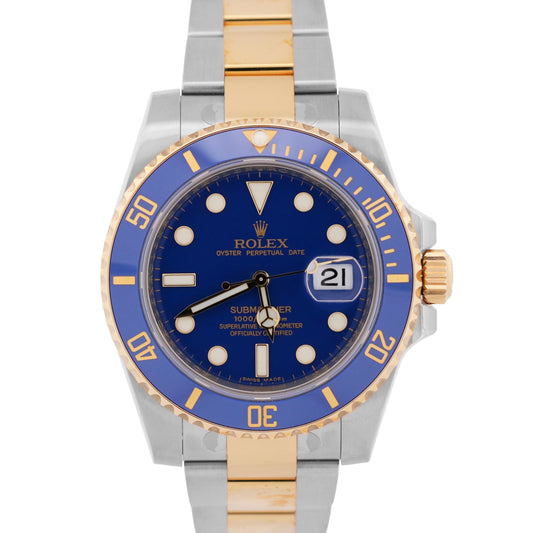 NOS 2009 PAPERS Rolex Submariner Date FLAT BLUE 18K Ceramic 40mm 116613 LB BOX