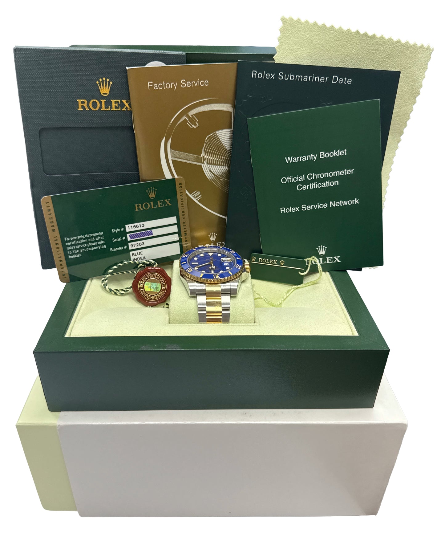 NOS 2009 PAPERS Rolex Submariner Date FLAT BLUE 18K Ceramic 40mm 116613 LB BOX