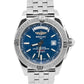 PAPERS Breitling Galactic 44mm BLUE Stainless Steel Date Watch A45320 BOX