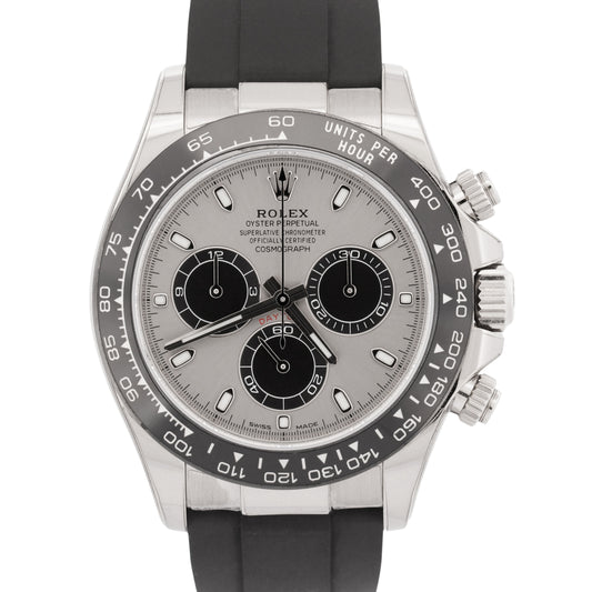 2019 PAPERS Rolex Daytona SILVER GHOST 18K Gold Oysterflex 40mm 116519 LN BOX