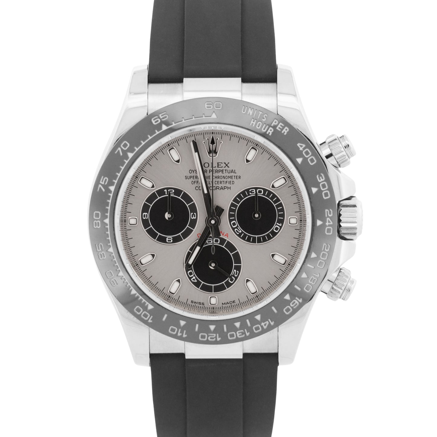 2018 PAPERS Rolex Daytona SILVER GHOST 18K Gold Oysterflex 40mm 116519 LN BOX