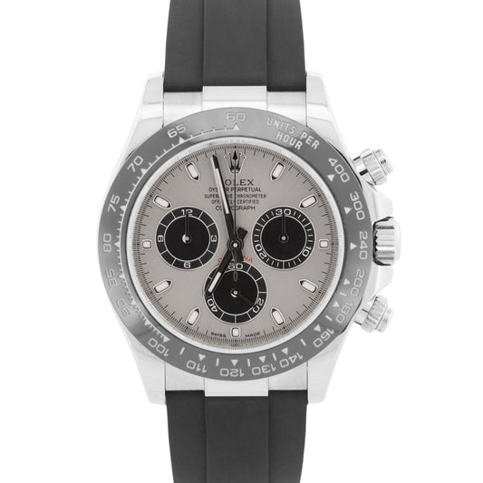 2018 PAPERS Rolex Daytona SILVER GHOST 18K Gold Oysterflex 40mm 116519 LN BOX