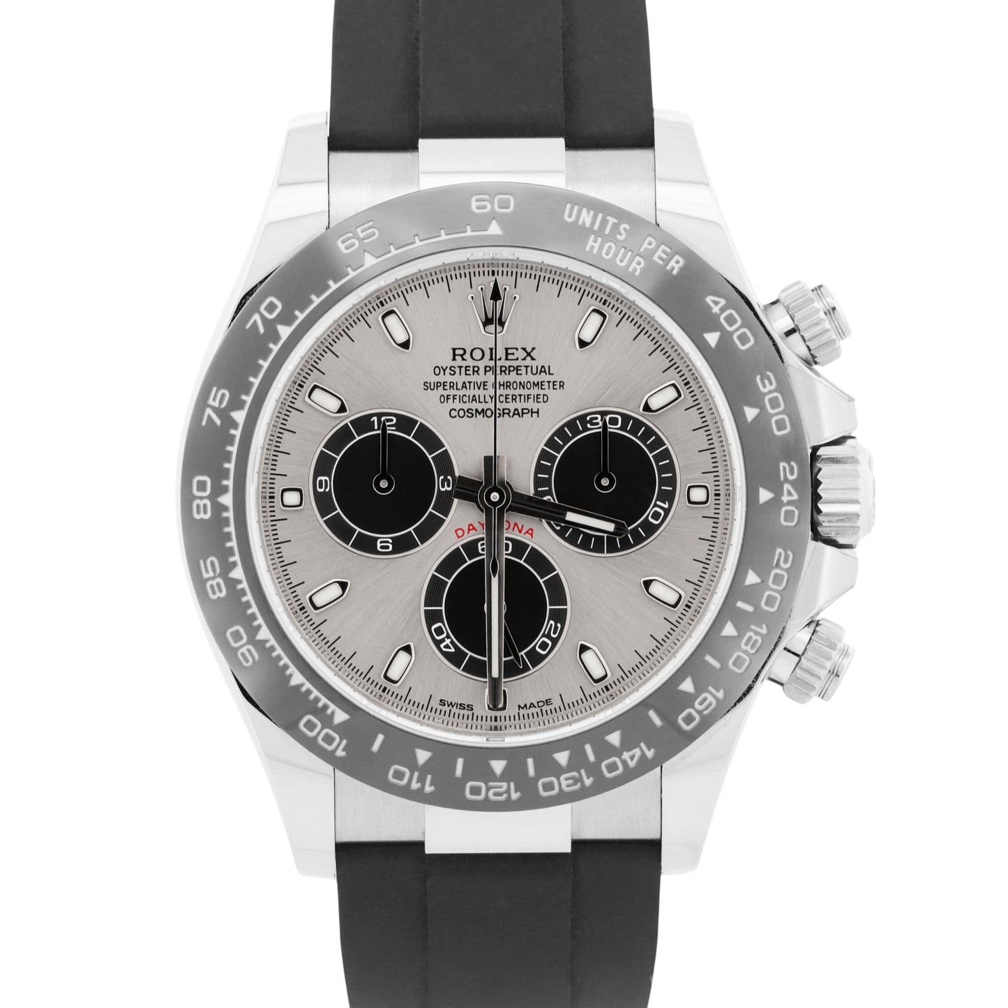 2023 PAPERS Rolex Daytona SILVER GHOST 18K Gold Oysterflex 40mm 116519 LN BOX