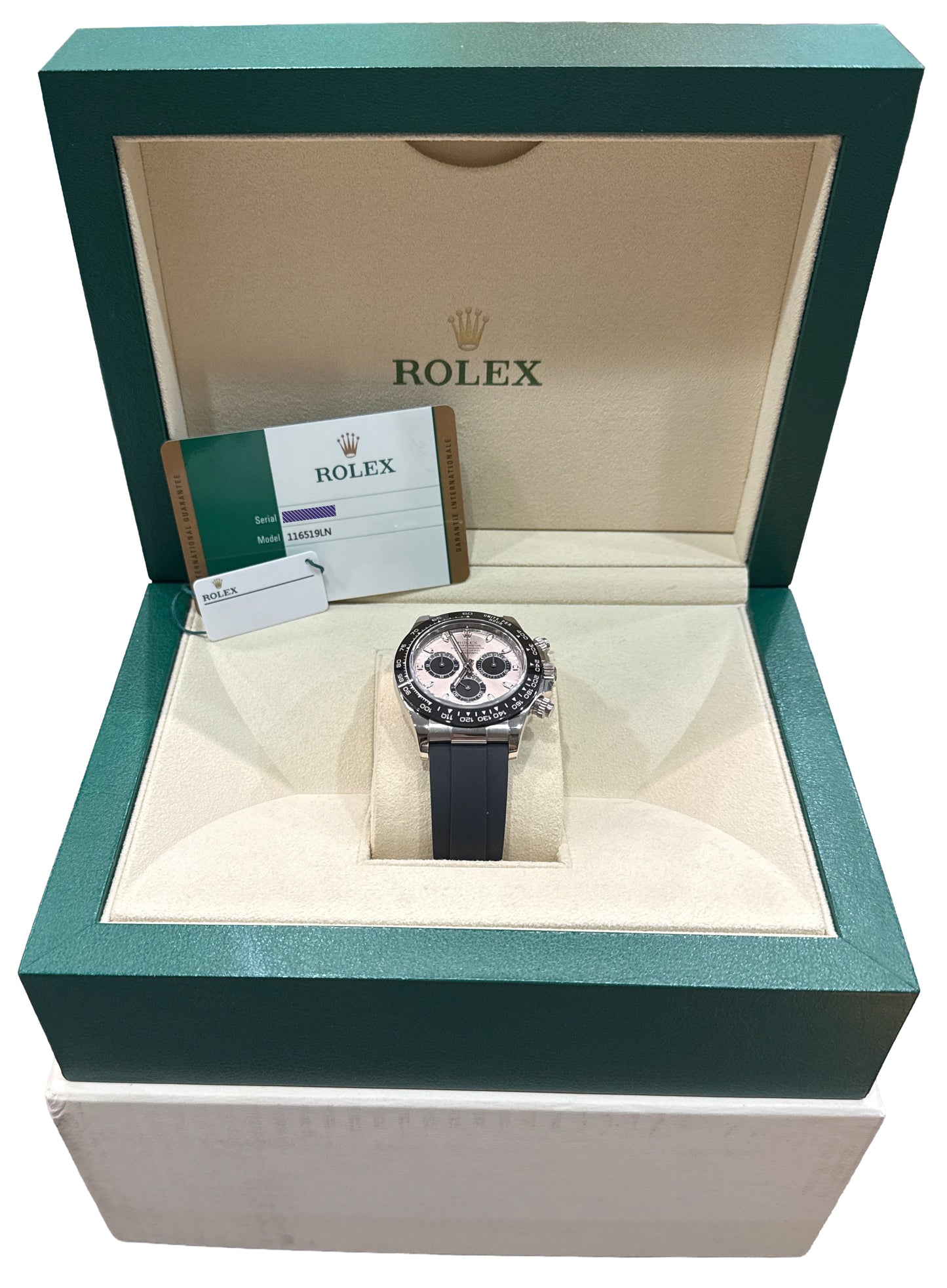 2018 PAPERS Rolex Daytona SILVER GHOST 18K Gold Oysterflex 40mm 116519 LN BOX