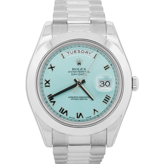 2021 PAPERS Rolex Day-Date Presidential GLACIER BLUE 41mm Platinum 218206 BOX