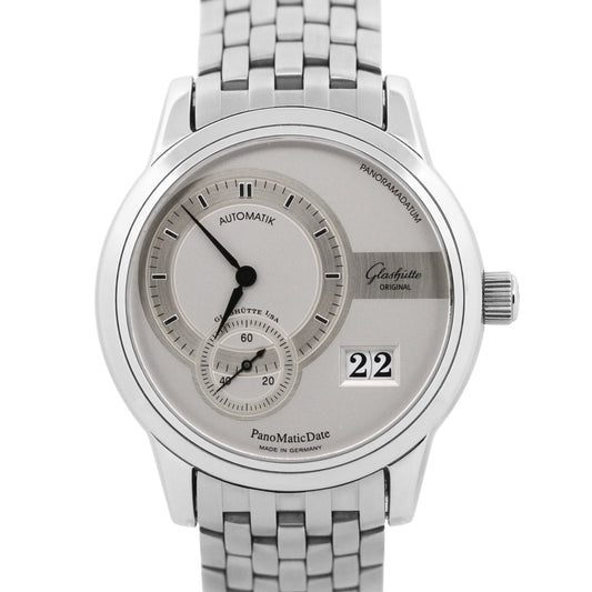 Glashutte Panomatic Date 90-01-02-02-14 Silver 39mm Automatic Stainless Box