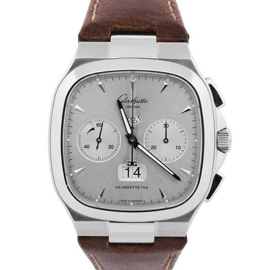 2023 PAPERS Glashutte Seventies Chrono Panorama SILVER 40mm 1-37-02-02-02-30 BOX