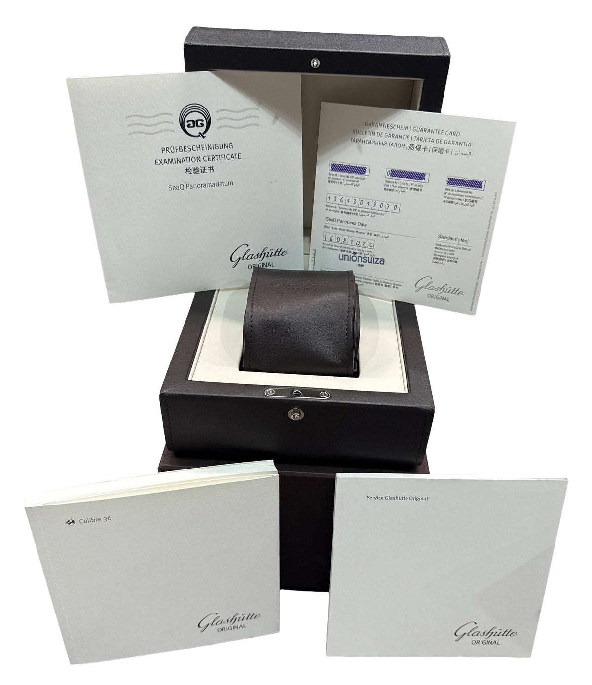 2022 Glashutte SeaQ Panorama Date 1-36-13-01-80-70 Black Steel 43mm Box Papers