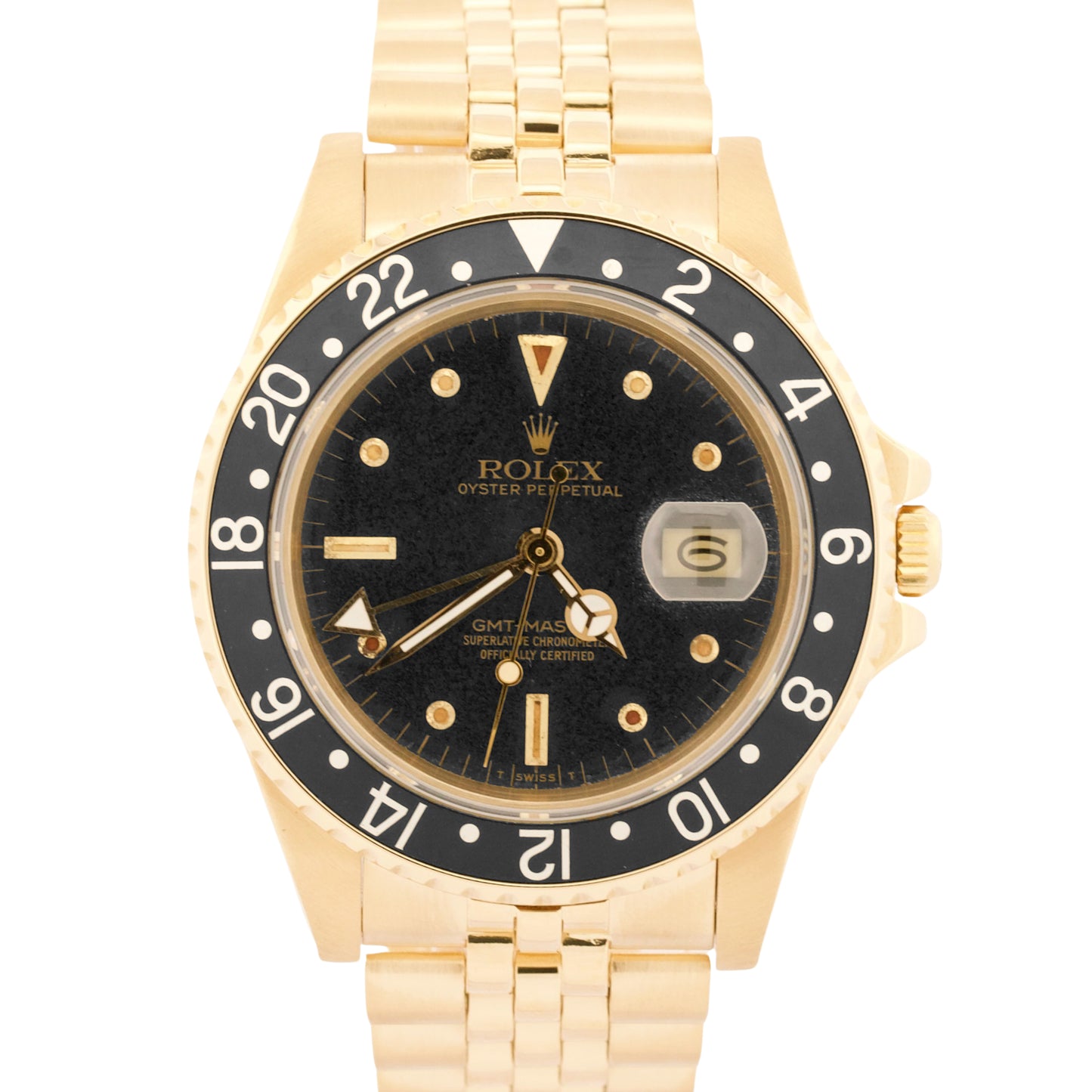 Rolex GMT-Master BLACK 18K Yellow Gold Jubilee Automatic 40mm Watch 16758
