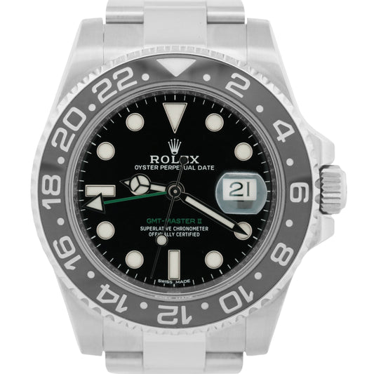 PAPERS Rolex GMT-Master II BLACK Green Stainless Ceramic 40mm 116710 LN BOX