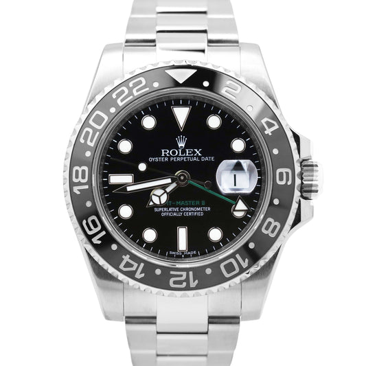 FULL SET PAPERS Rolex GMT-Master II Black Stainless 40mm 116710 LN Watch B+P