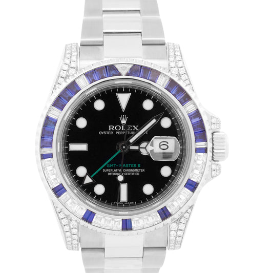 Rolex GMT-Master II SAPPHIRE DIAMOND Stainless Steel Black Blue 40mm 116710