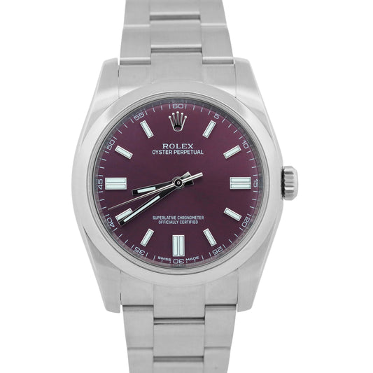 PAPERS Rolex Oyster Perpetual GRAPE Purple Stainless Steel 3-6-9 36mm 116000 BOX