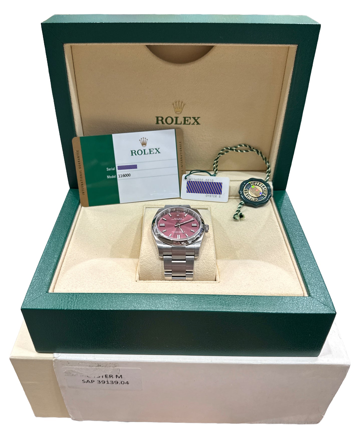 NOS STICKERED 2018 PAPERS Rolex Oyster Perpetual 36mm GRAPE Steel 116000 BOX