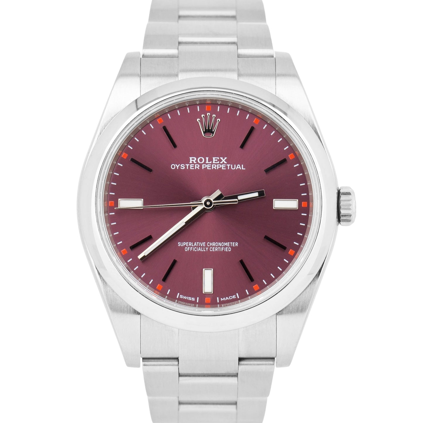 Rolex Oyster Perpetual 39mm GRAPE Purple Stainless Steel Oyster Watch 114300