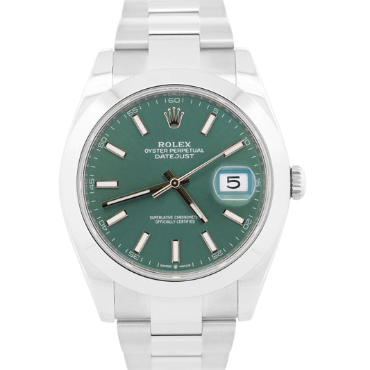 2024 PAPERS Rolex DateJust 41 MINT GREEN Stainless Steel 41mm OYSTER 126300 BOX