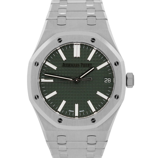 2023 PAPERS Audemars Piguet Royal Oak GREEN 41mm Steel 15510ST.OO.1320ST.09 BOX