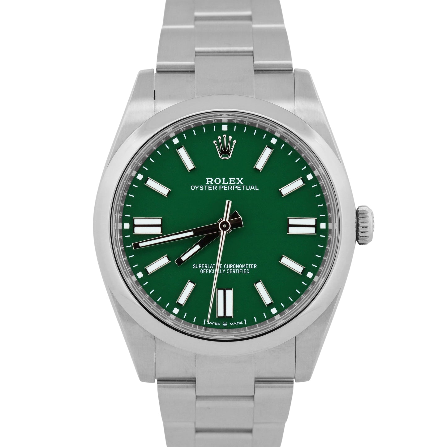 2025 PAPERS Rolex Oyster Perpetual 41 GREEN Stainless Steel 41mm 124300 BOX