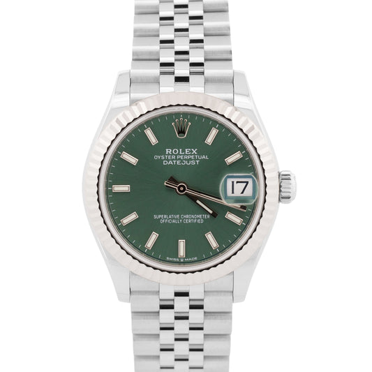 2022 PAPERS Rolex DateJust 31mm MINT GREEN 18K Gold JUBILEE Steel 278274 BOX